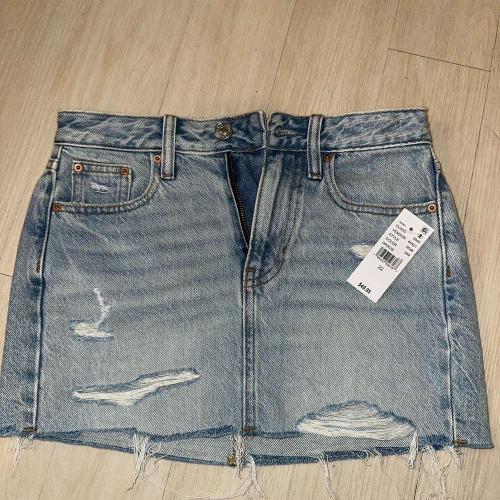 PacSun Distressed Denim Skirt - Light Blue
